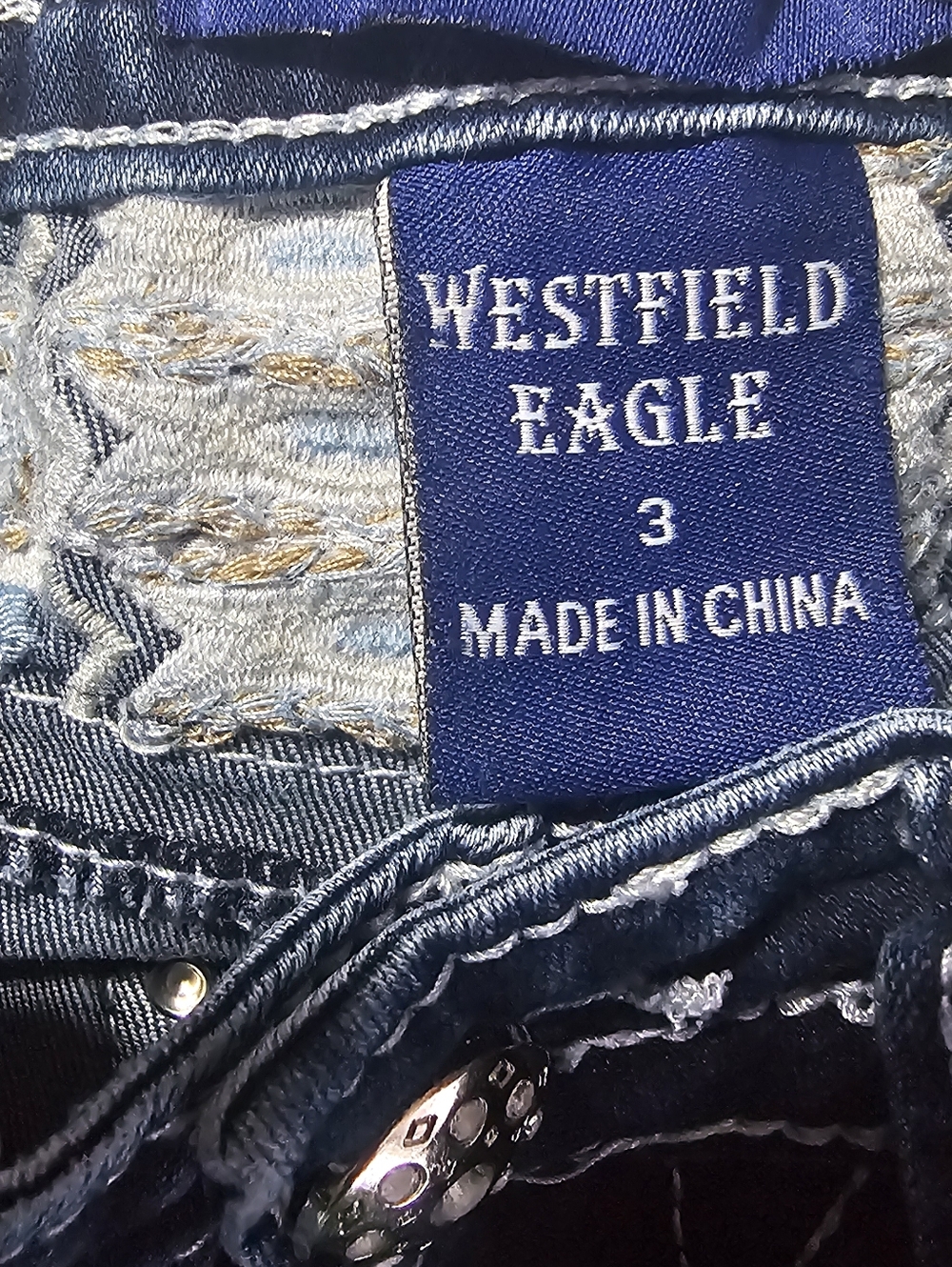 Y2K Bling Bootcut Jeans 26x27 Embroidered Pocket Western Miss Me Style - Picture 3 of 8